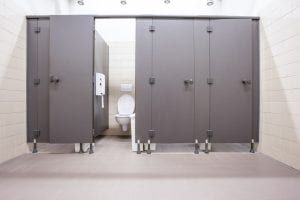 bathroom stall doors are not like our facilities at home